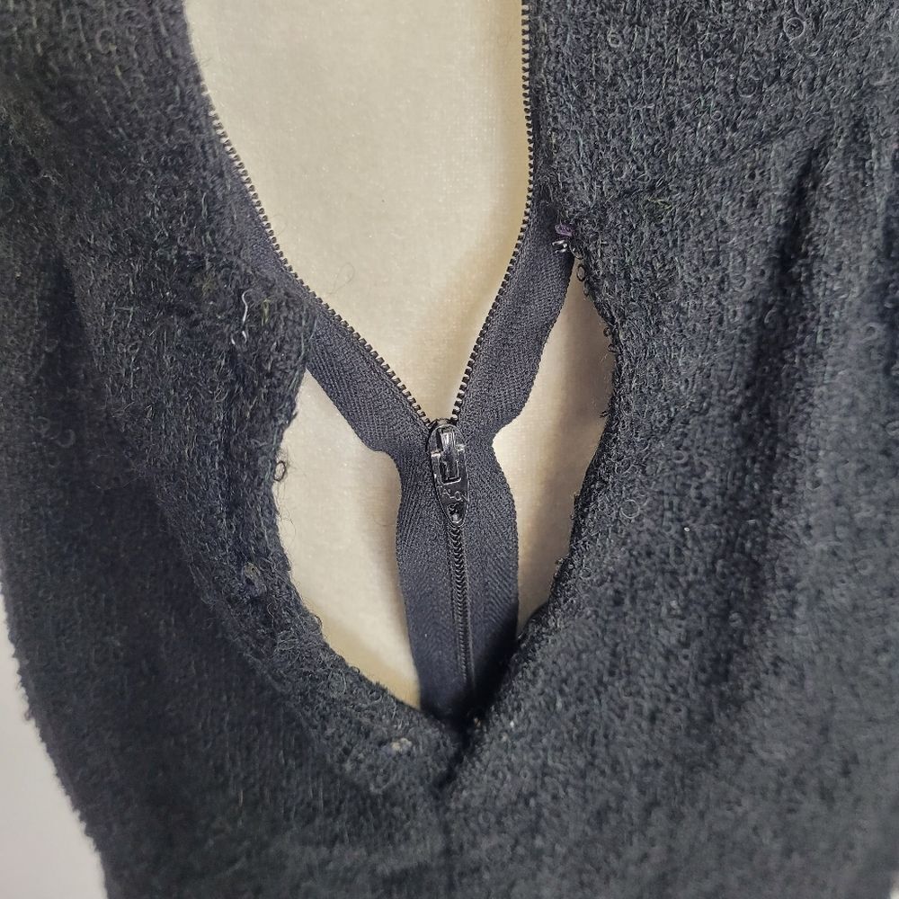 VINTAGE 60s dress Lanz black sleeveless textured mini S - Picture 6 of 13